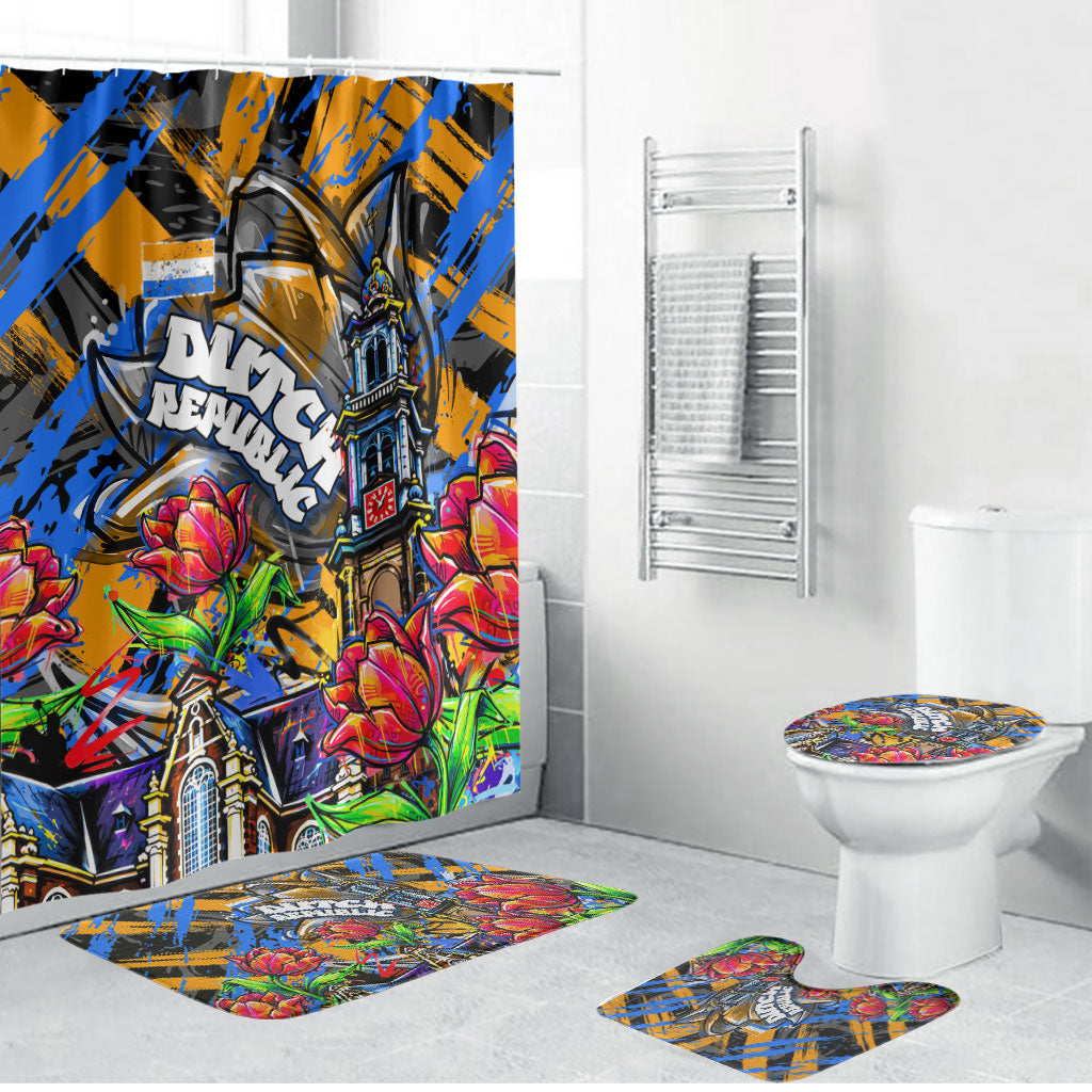 Amsterdam Dutch Republic Netherlands Bathroom Set Urban Graffiti Patriotic Landmark Tulips