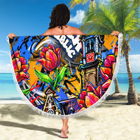 Amsterdam Dutch Republic Netherlands Beach Blanket Urban Graffiti Patriotic Landmark Tulips