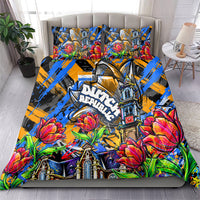 Amsterdam Dutch Republic Netherlands Bedding Set Urban Graffiti Patriotic Landmark Tulips