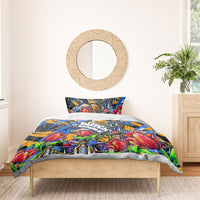 Amsterdam Dutch Republic Netherlands Bedding Set Urban Graffiti Patriotic Landmark Tulips
