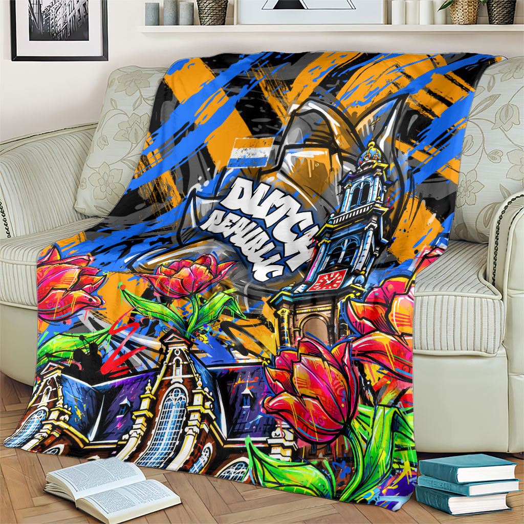 Amsterdam Dutch Republic Netherlands Blanket Urban Graffiti Patriotic Landmark Tulips