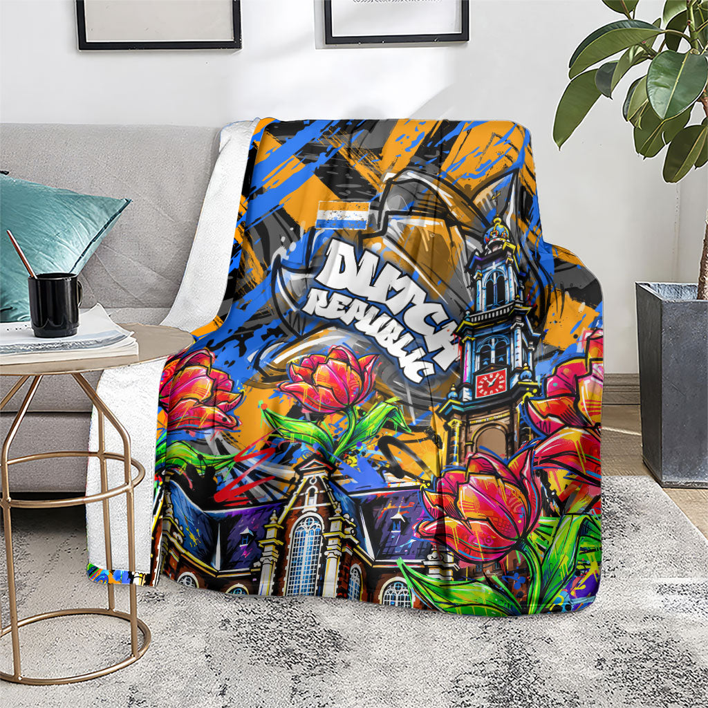 Amsterdam Dutch Republic Netherlands Blanket Urban Graffiti Patriotic Landmark Tulips