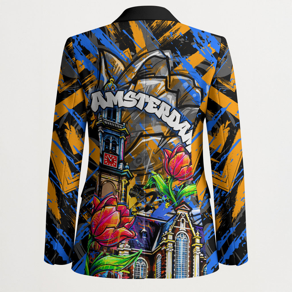 Amsterdam Dutch Republic Netherlands Blazer Urban Graffiti Patriotic Landmark Tulips