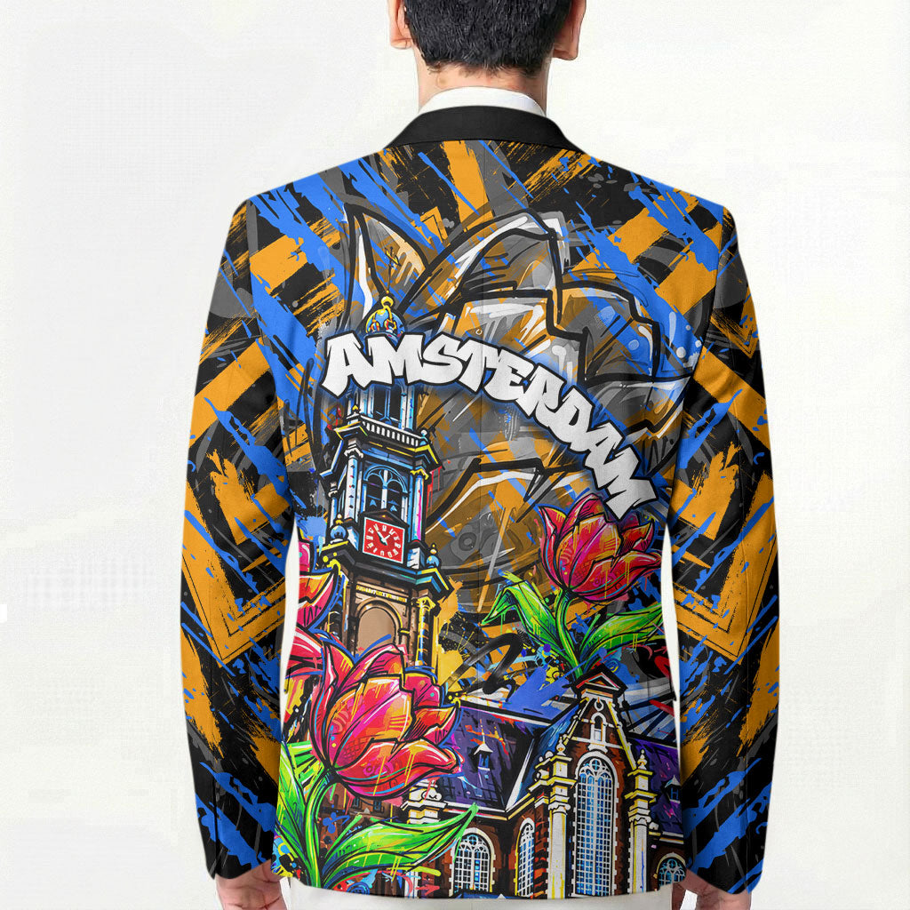 Amsterdam Dutch Republic Netherlands Blazer Urban Graffiti Patriotic Landmark Tulips