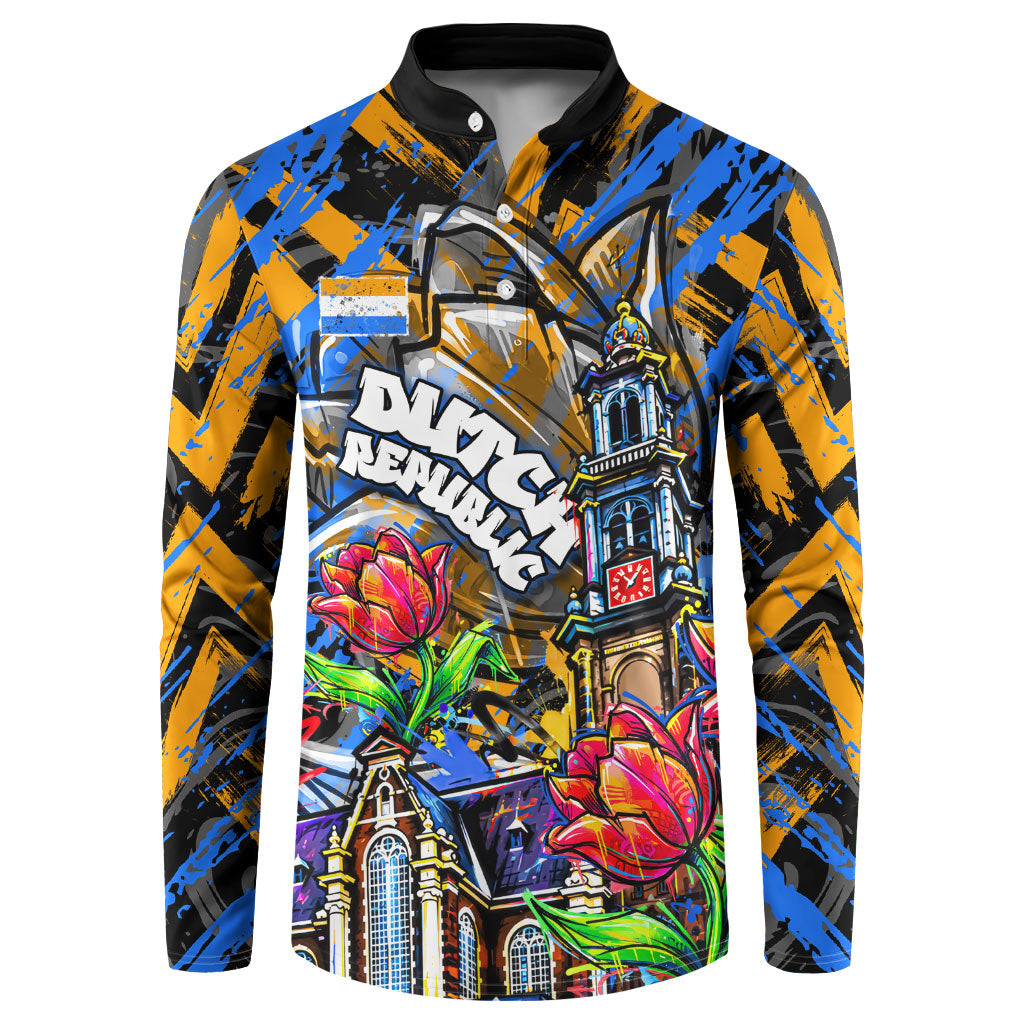 Amsterdam Dutch Republic Netherlands Button Sweatshirt Urban Graffiti Patriotic Landmark Tulips