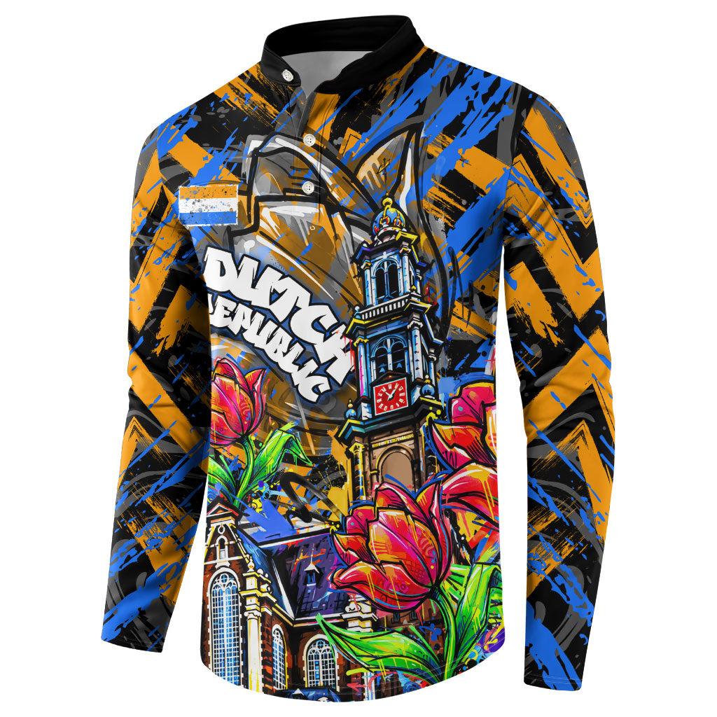 Amsterdam Dutch Republic Netherlands Button Sweatshirt Urban Graffiti Patriotic Landmark Tulips
