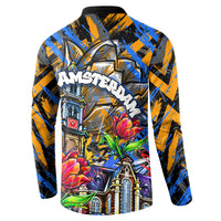 Amsterdam Dutch Republic Netherlands Button Sweatshirt Urban Graffiti Patriotic Landmark Tulips