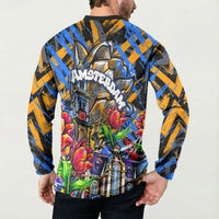 Amsterdam Dutch Republic Netherlands Button Sweatshirt Urban Graffiti Patriotic Landmark Tulips