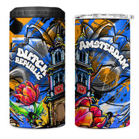 Amsterdam Dutch Republic Netherlands 4 in 1 Can Cooler Tumbler Urban Graffiti Patriotic Landmark Tulips