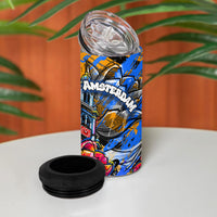Amsterdam Dutch Republic Netherlands 4 in 1 Can Cooler Tumbler Urban Graffiti Patriotic Landmark Tulips