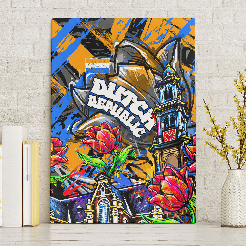 Amsterdam Dutch Republic Netherlands Canvas Wall Art Urban Graffiti Patriotic Landmark Tulips