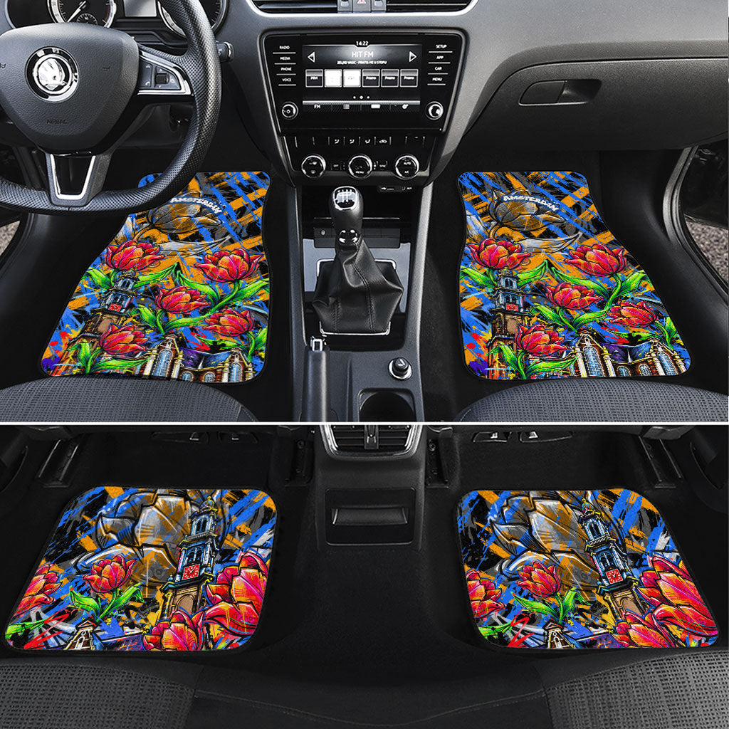 Amsterdam Dutch Republic Netherlands Car Mats Urban Graffiti Patriotic Landmark Tulips