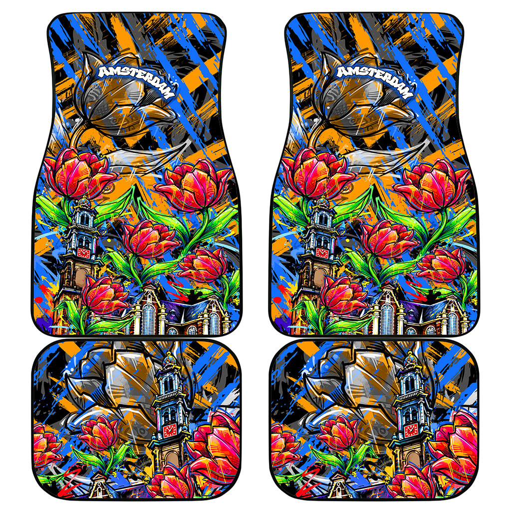 Amsterdam Dutch Republic Netherlands Car Mats Urban Graffiti Patriotic Landmark Tulips