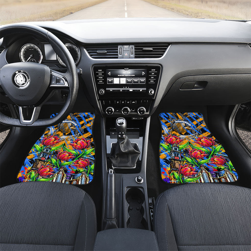 Amsterdam Dutch Republic Netherlands Car Mats Urban Graffiti Patriotic Landmark Tulips