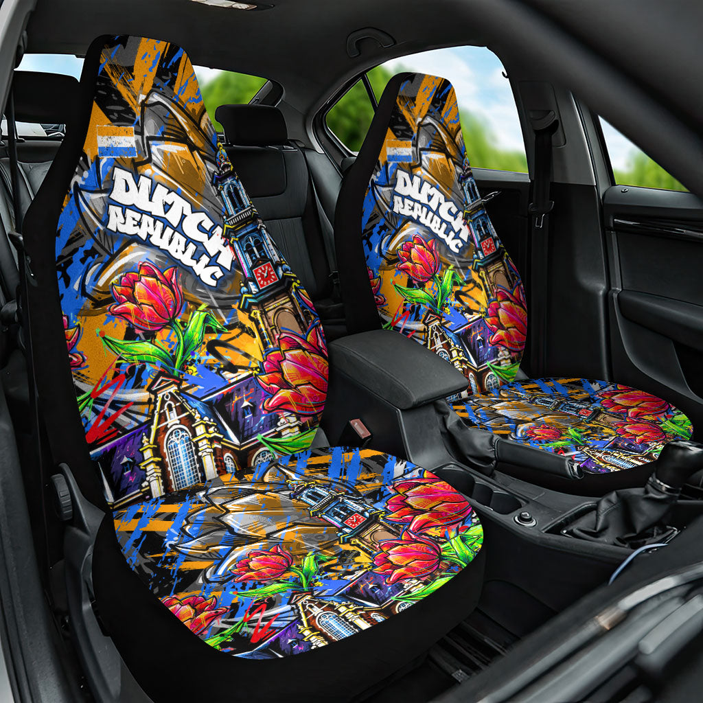 Amsterdam Dutch Republic Netherlands Car Seat Cover Urban Graffiti Patriotic Landmark Tulips