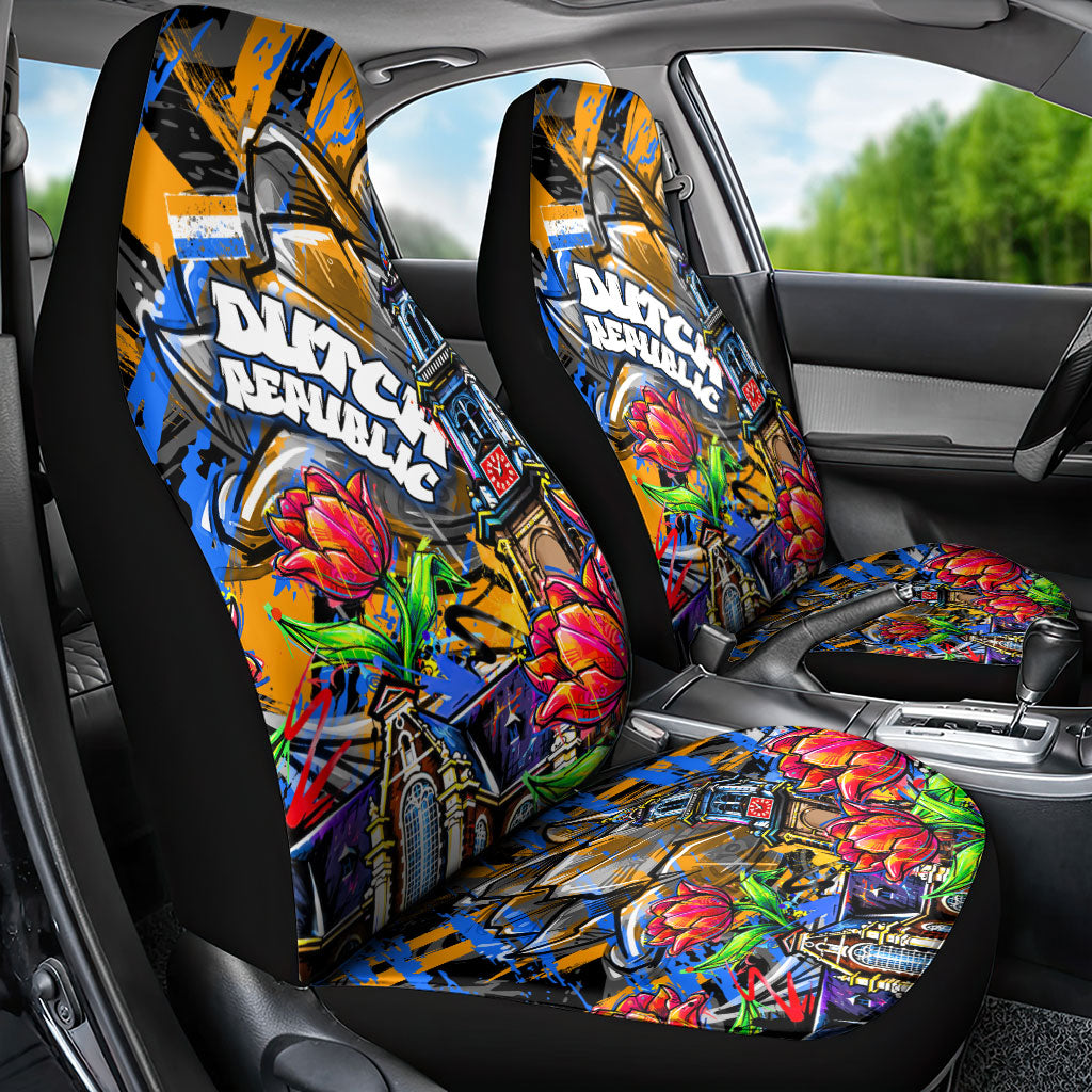 Amsterdam Dutch Republic Netherlands Car Seat Cover Urban Graffiti Patriotic Landmark Tulips