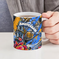 Amsterdam Dutch Republic Netherlands Ceramic Mug Urban Graffiti Patriotic Landmark Tulips
