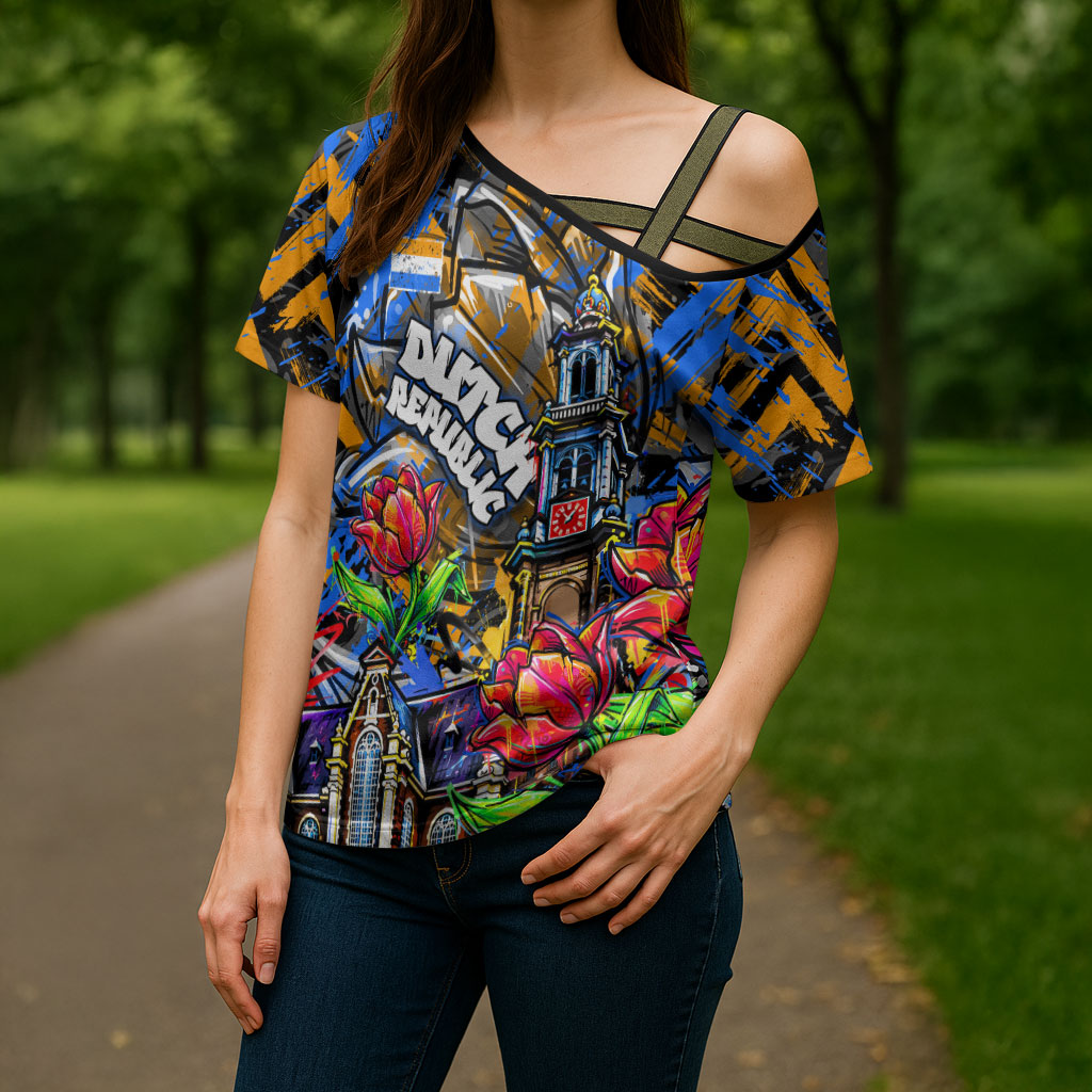 Amsterdam Dutch Republic Netherlands Cross Shoulder Shirt Urban Graffiti Patriotic Landmark Tulips