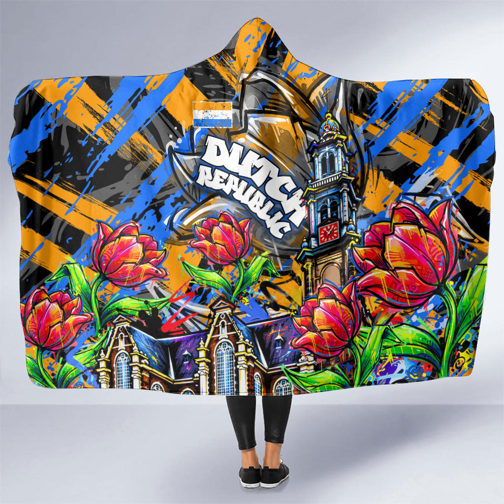 Amsterdam Dutch Republic Netherlands Hooded Blanket Urban Graffiti Patriotic Landmark Tulips