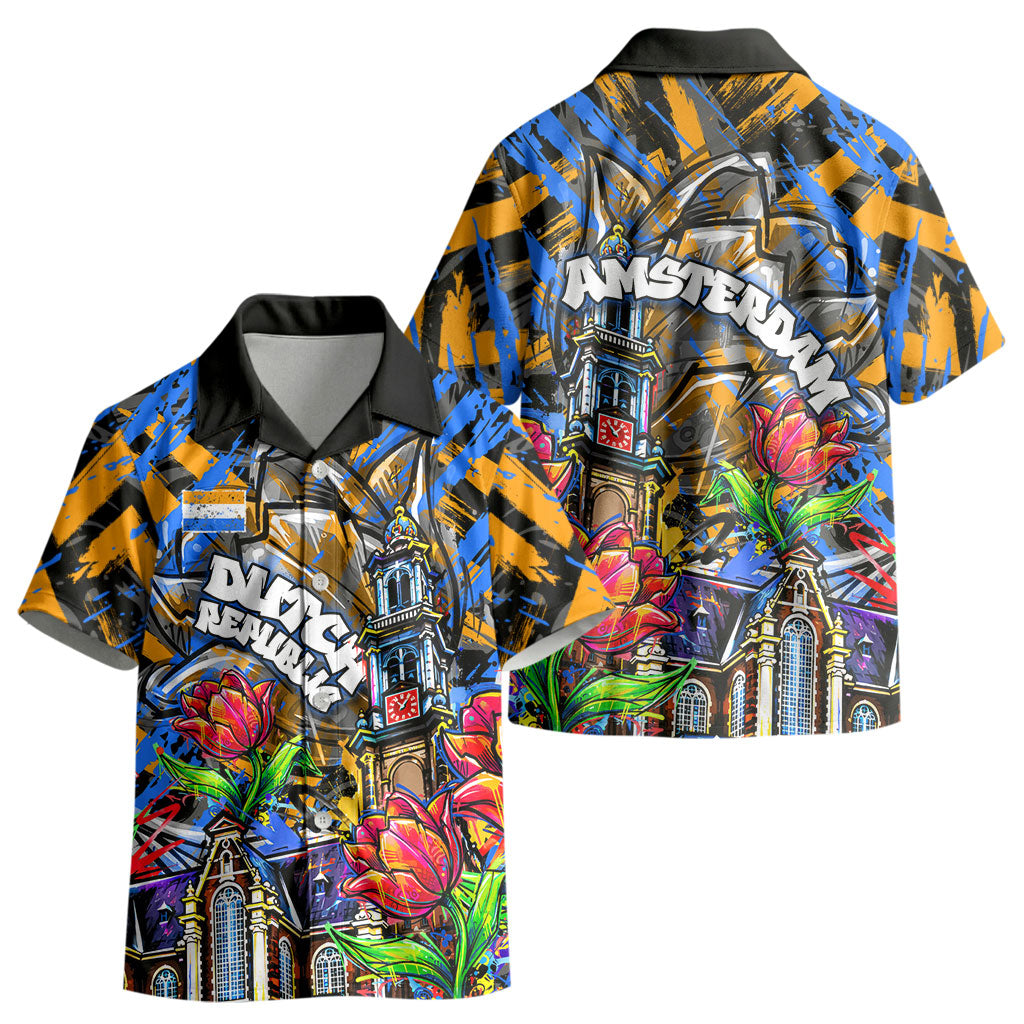 Amsterdam Dutch Republic Netherlands Kid Hawaiian Shirt Urban Graffiti Patriotic Landmark Tulips