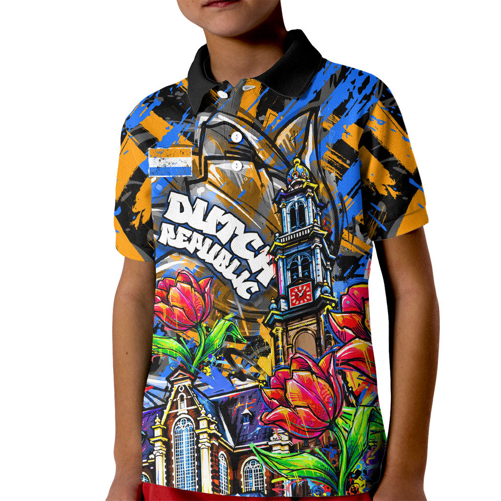 Amsterdam Dutch Republic Netherlands Kid Polo Shirt Urban Graffiti Patriotic Landmark Tulips