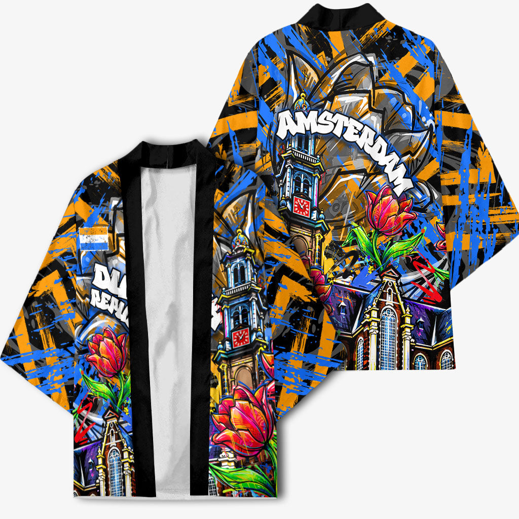 Amsterdam Dutch Republic Netherlands Kimono Urban Graffiti Patriotic Landmark Tulips