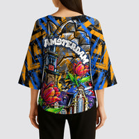 Amsterdam Dutch Republic Netherlands Kimono Sleeve Blouse Urban Graffiti Patriotic Landmark Tulips