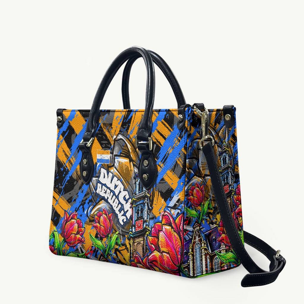 Amsterdam Dutch Republic Netherlands Leather Bag Urban Graffiti Patriotic Landmark Tulips