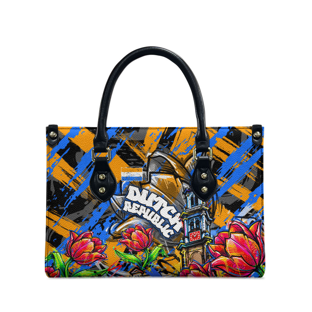Amsterdam Dutch Republic Netherlands Leather Bag Urban Graffiti Patriotic Landmark Tulips