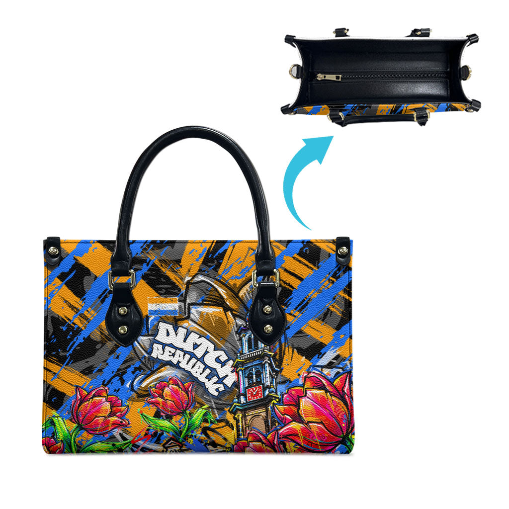 Amsterdam Dutch Republic Netherlands Leather Bag Urban Graffiti Patriotic Landmark Tulips