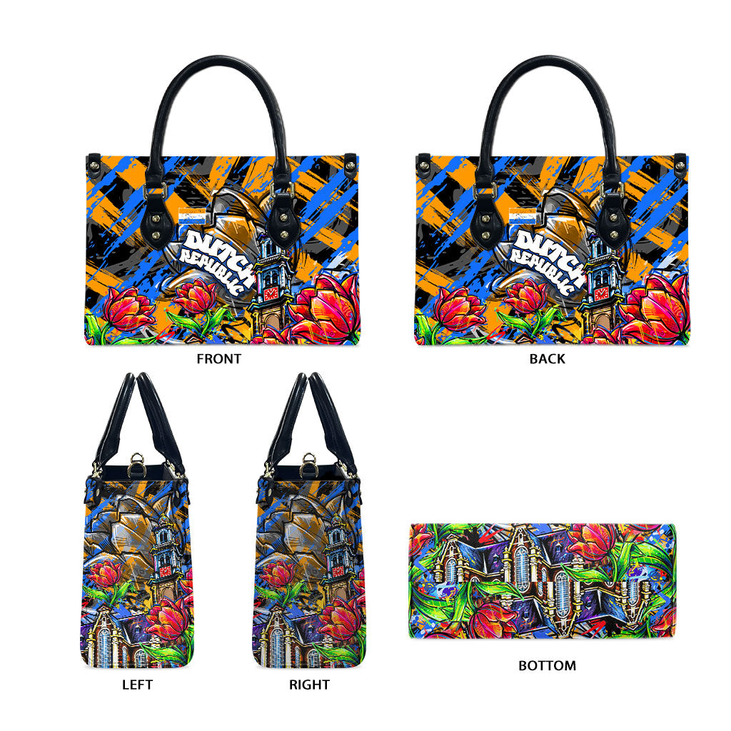 Amsterdam Dutch Republic Netherlands Leather Bag Urban Graffiti Patriotic Landmark Tulips