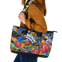Amsterdam Dutch Republic Netherlands Leather Tote Bag Urban Graffiti Patriotic Landmark Tulips