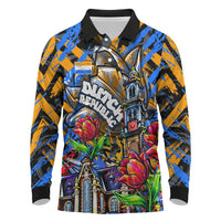 Amsterdam Dutch Republic Netherlands Long Sleeve Polo Shirt Urban Graffiti Patriotic Landmark Tulips