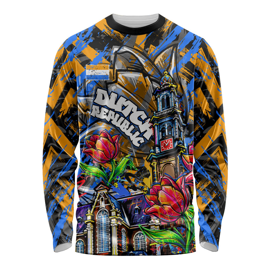 Amsterdam Dutch Republic Netherlands Long Sleeve Shirt Urban Graffiti Patriotic Landmark Tulips