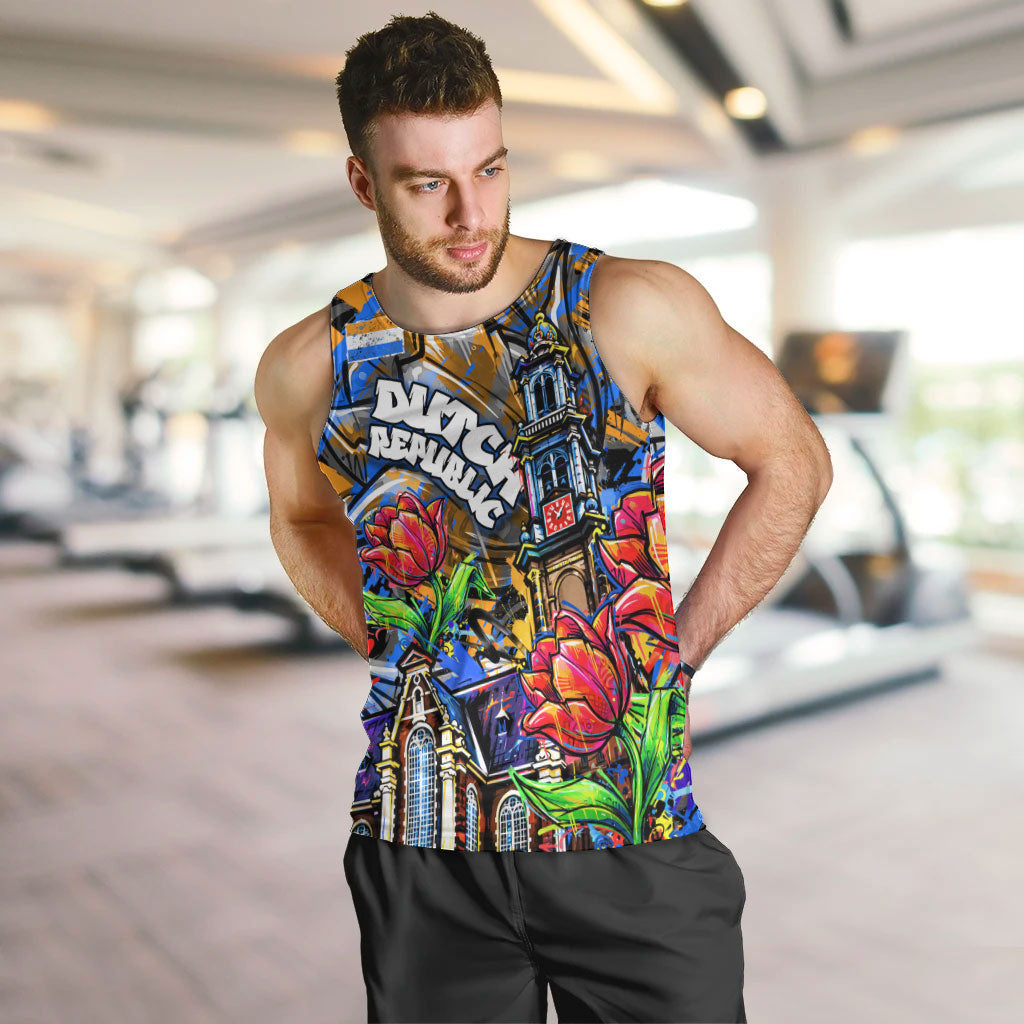 Amsterdam Dutch Republic Netherlands Men Tank Top Urban Graffiti Patriotic Landmark Tulips