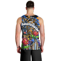 Amsterdam Dutch Republic Netherlands Men Tank Top Urban Graffiti Patriotic Landmark Tulips
