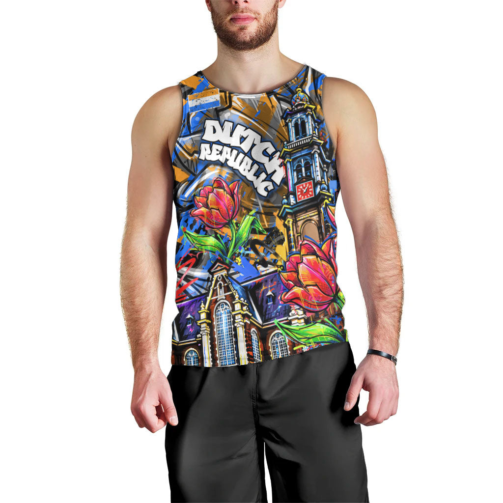 Amsterdam Dutch Republic Netherlands Men Tank Top Urban Graffiti Patriotic Landmark Tulips