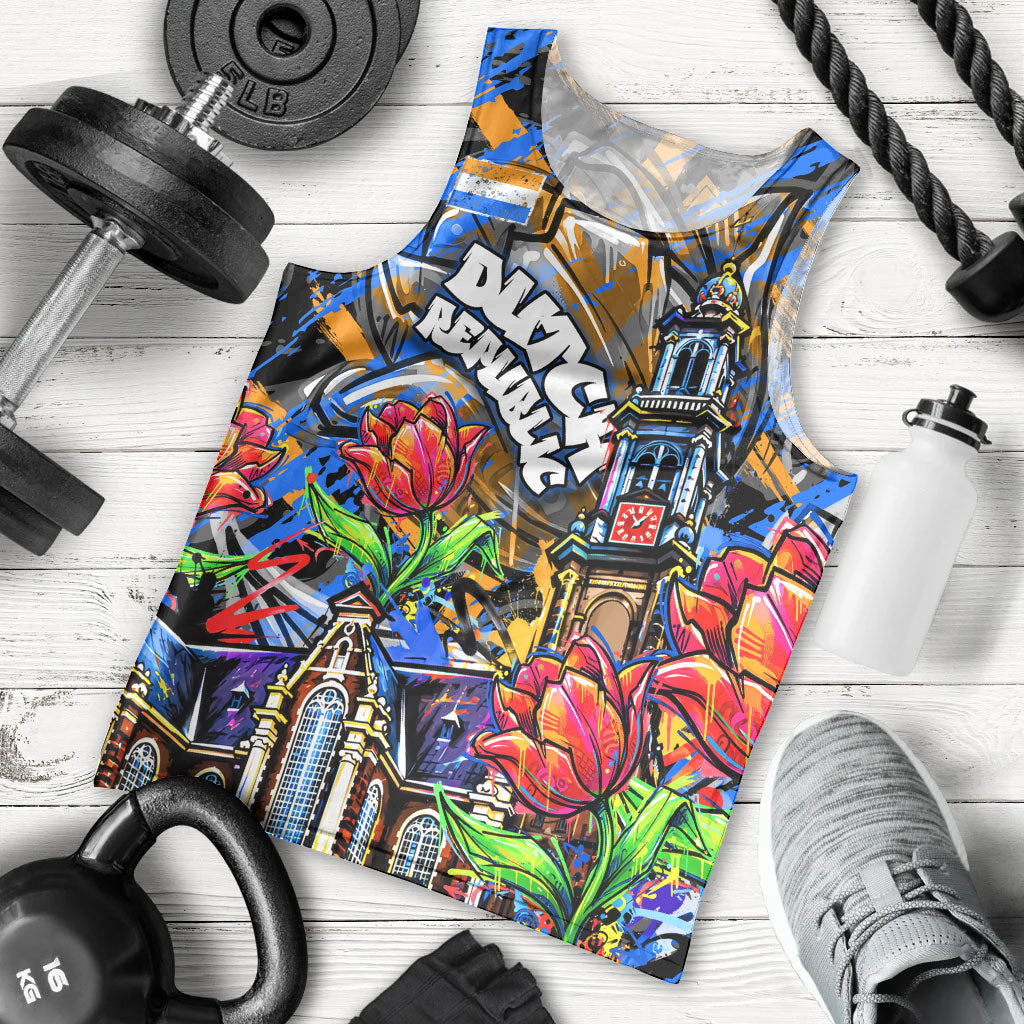 Amsterdam Dutch Republic Netherlands Men Tank Top Urban Graffiti Patriotic Landmark Tulips