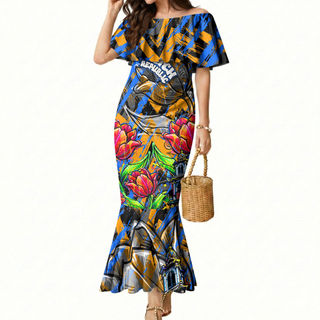 Amsterdam Dutch Republic Netherlands Mermaid Dress Urban Graffiti Patriotic Landmark Tulips