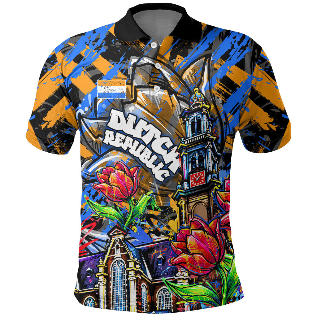 Amsterdam Dutch Republic Netherlands Polo Shirt Urban Graffiti Patriotic Landmark Tulips