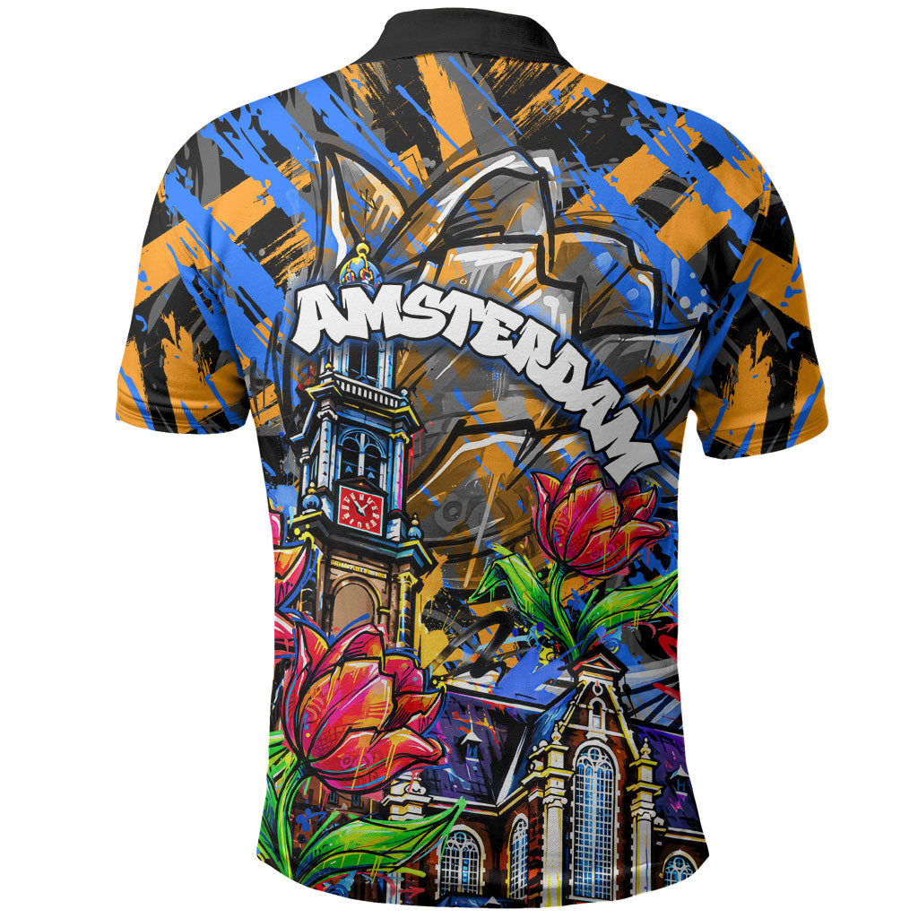 Amsterdam Dutch Republic Netherlands Polo Shirt Urban Graffiti Patriotic Landmark Tulips