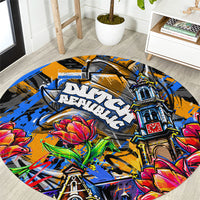 Amsterdam Dutch Republic Netherlands Round Carpet Urban Graffiti Patriotic Landmark Tulips