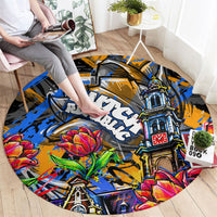 Amsterdam Dutch Republic Netherlands Round Carpet Urban Graffiti Patriotic Landmark Tulips