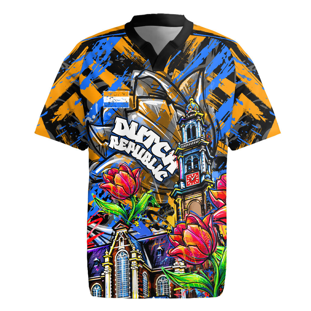 Amsterdam Dutch Republic Netherlands Rugby Jersey Urban Graffiti Patriotic Landmark Tulips