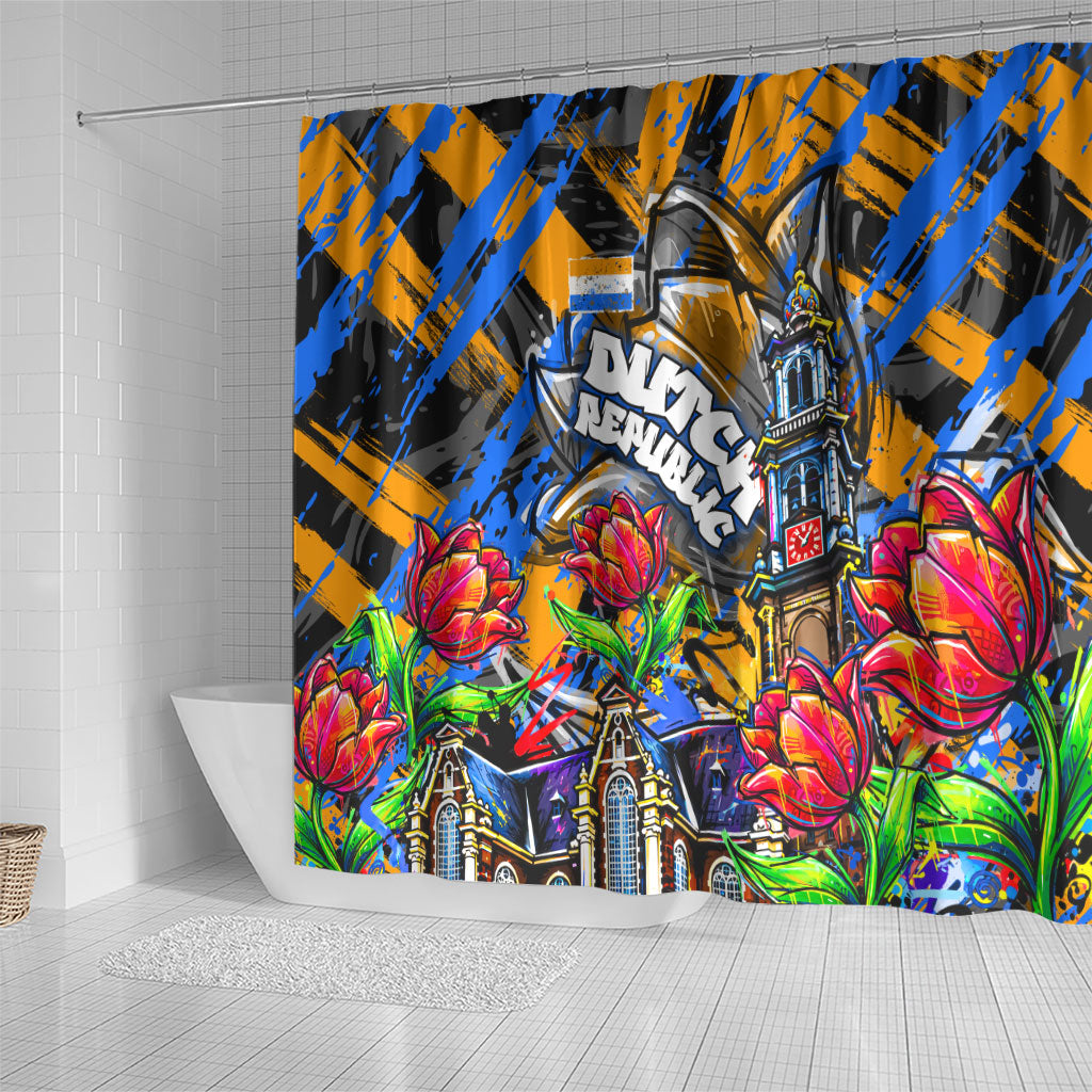 Amsterdam Dutch Republic Netherlands Shower Curtain Urban Graffiti Patriotic Landmark Tulips