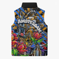 Amsterdam Dutch Republic Netherlands Sleeveless Puffer Jacket Urban Graffiti Patriotic Landmark Tulips