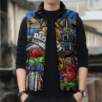 Amsterdam Dutch Republic Netherlands Sleeveless Puffer Jacket Urban Graffiti Patriotic Landmark Tulips
