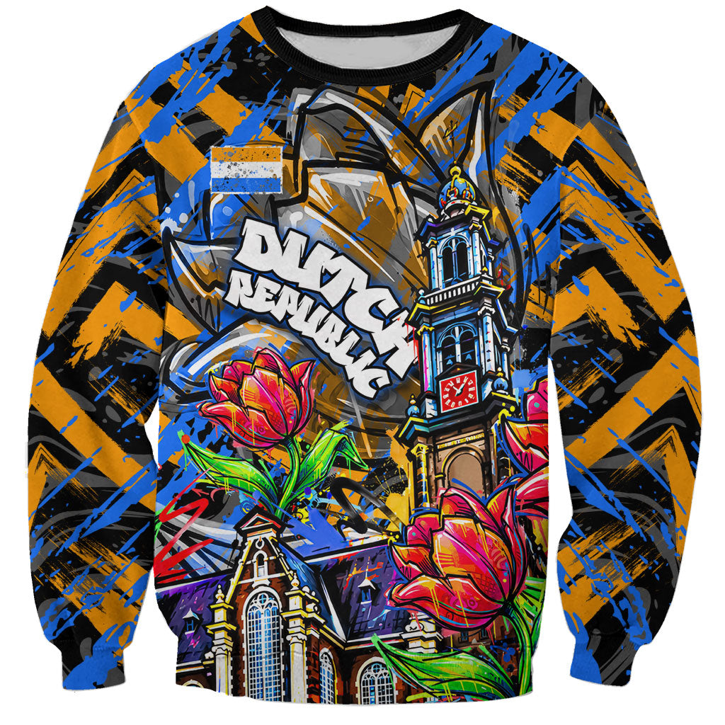 Amsterdam Dutch Republic Netherlands Sweatshirt Urban Graffiti Patriotic Landmark Tulips