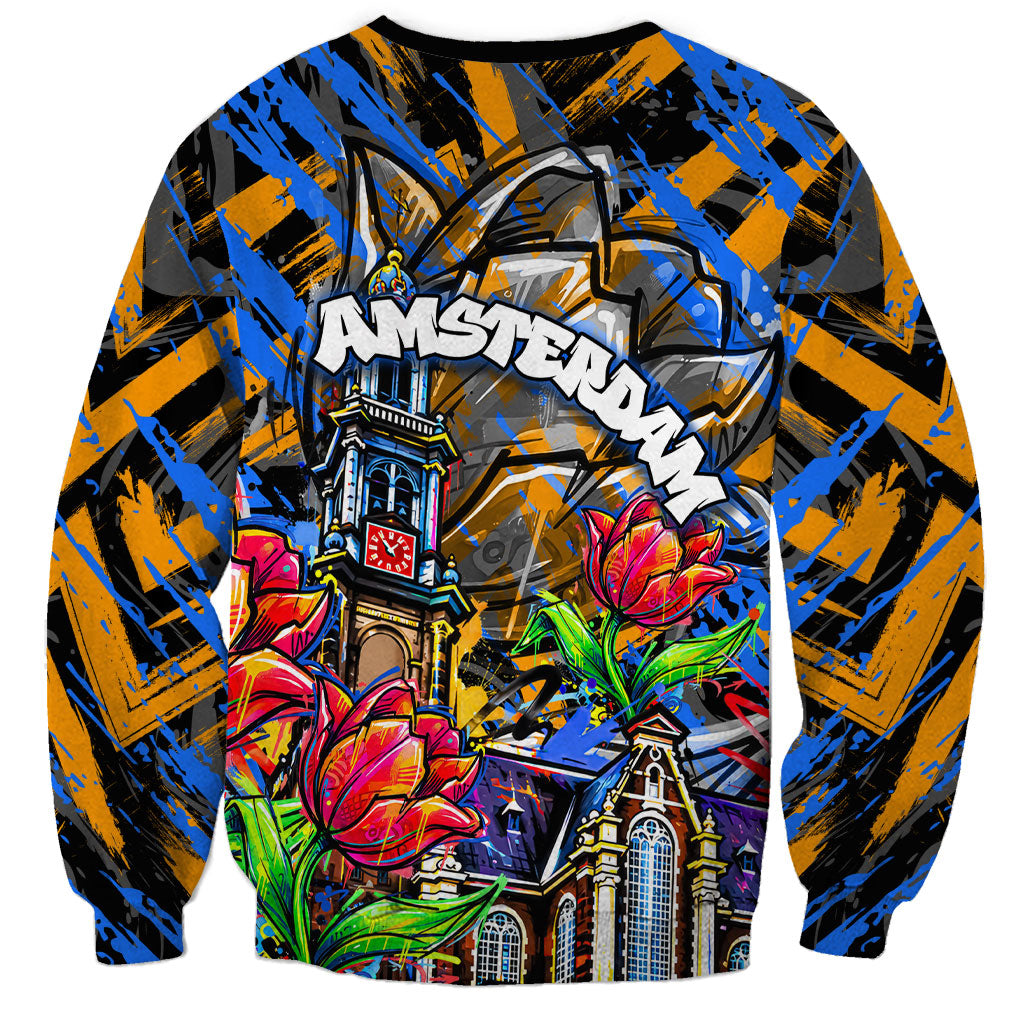 Amsterdam Dutch Republic Netherlands Sweatshirt Urban Graffiti Patriotic Landmark Tulips