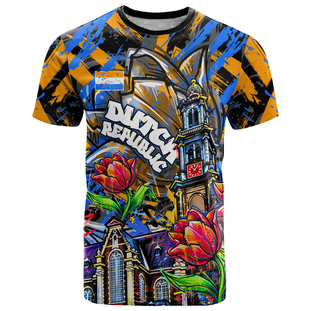 Amsterdam Dutch Republic Netherlands T Shirt Urban Graffiti Patriotic Landmark Tulips